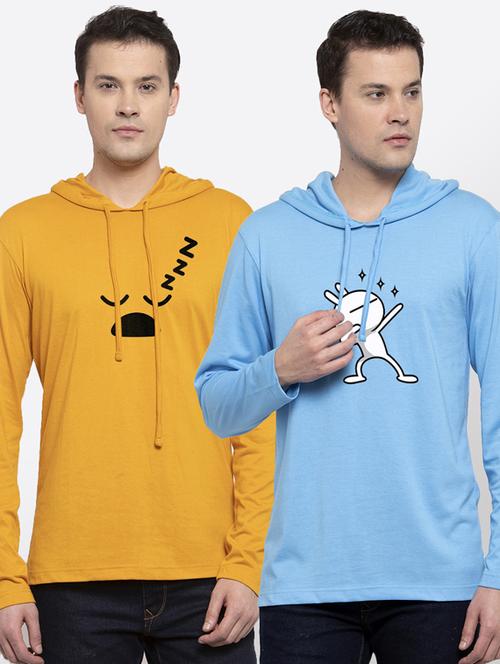 men pack of 2 printed hooded t-shirt - 17390440 - Very Small Image - 1