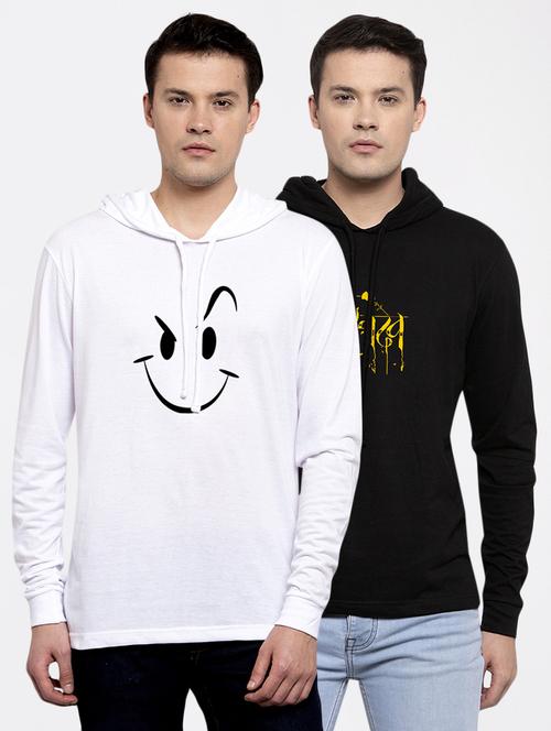 multi colored printed hooded t-shirts combo - 17390835 - Very Small Image - 1