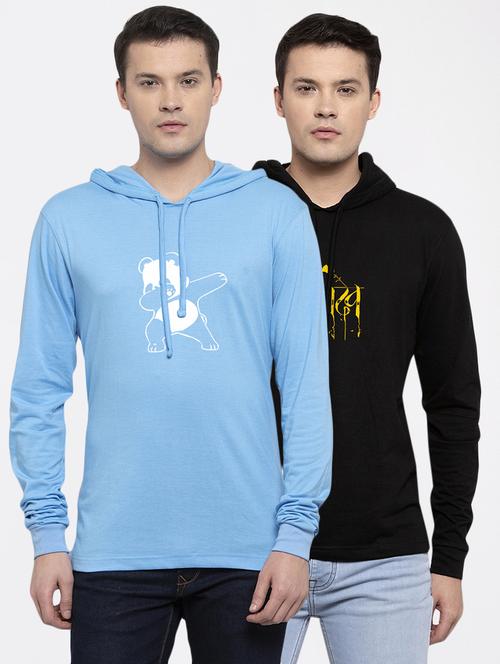 multi colored printed hooded t-shirts combo - 17390854 - Very Small Image - 1