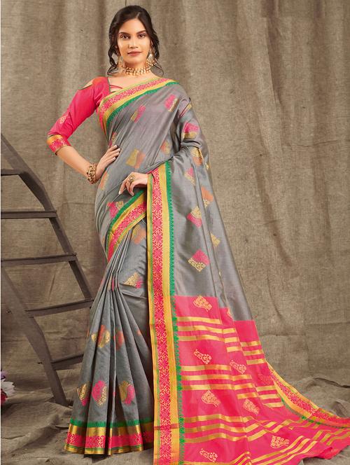 self design bordered saree - 17391385 - Very Small Image - 1