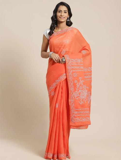 tonal chikankari saree with blouse - 17391490 - Very Small Image - 1