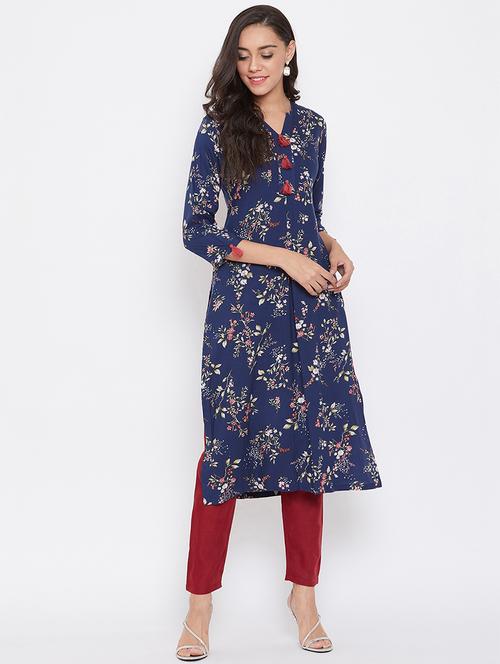 floral straight kurta - 17391572 - Very Small Image - 1