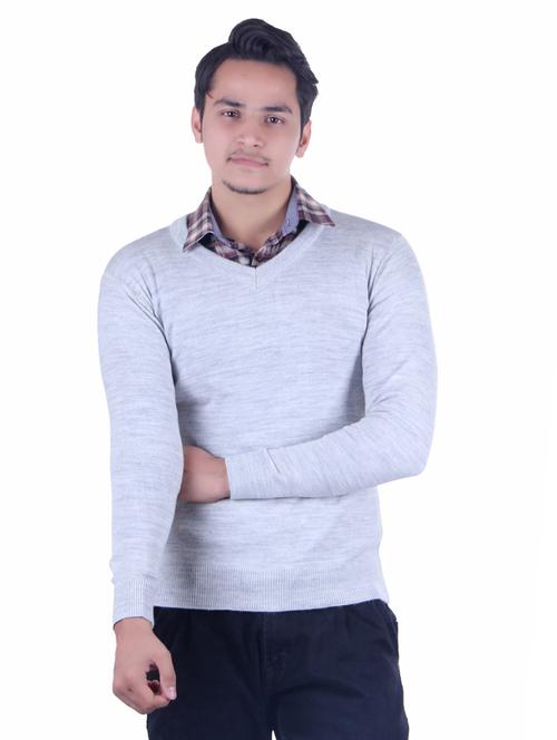 grey solid pullover - 17391820 - Very Small Image - 1