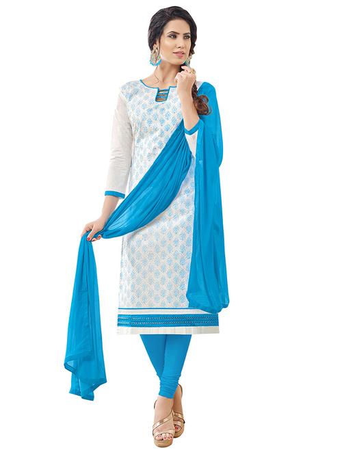 embroidered churidaar unstitched suit - 17393100 - Very Small Image - 1
