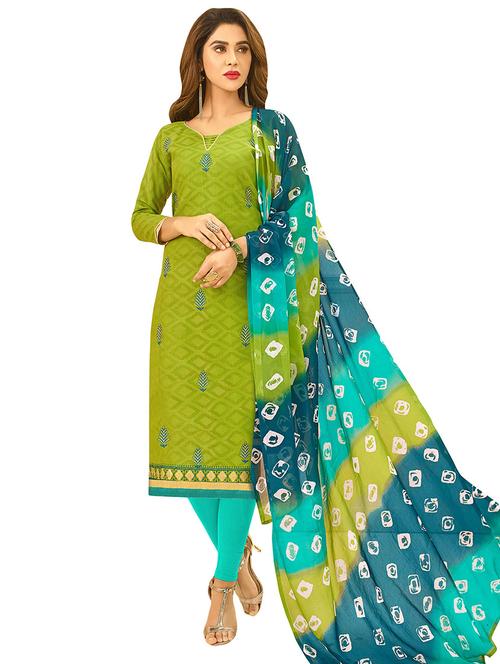 embroidered churidaar unstitched suit - 17393178 - Very Small Image - 1
