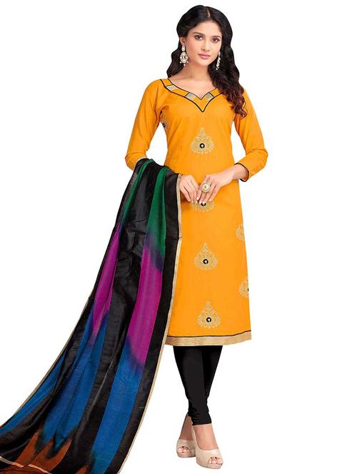 embroidered churidaar unstitched suit - 17393199 - Very Small Image - 1