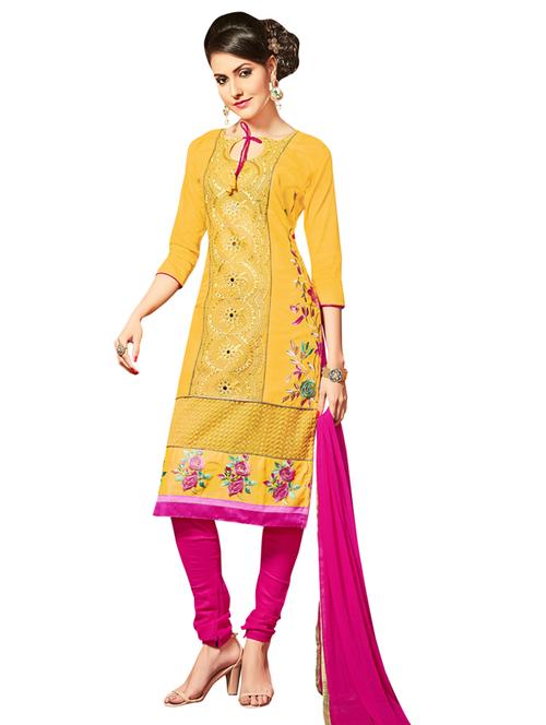 embroidered churidaar unstitched suit - 17393268 - Very Small Image - 1