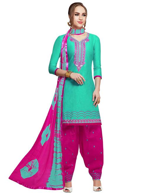 embroidered patiyala suits unstitched suit - 17393324 - Very Small Image - 1