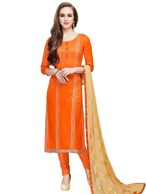 embroidered churidaar unstitched suit - 17393344 - Very Small Image - 1
