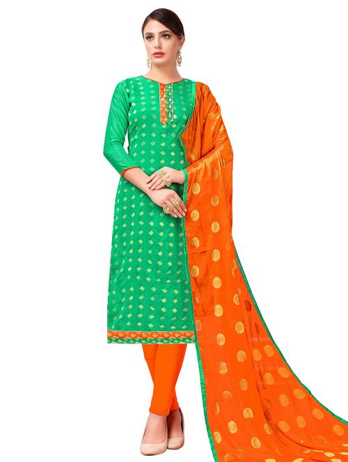zari work churidaar unstitched suit - 17393445 - Very Small Image - 1