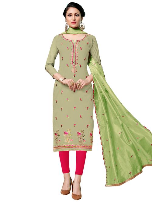 grey cotton blend unstitched suit - 17393491 - Very Small Image - 1