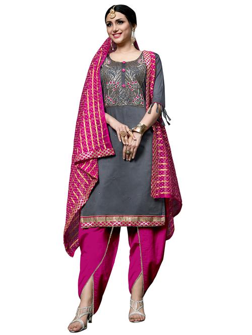embroidered unstitched suit - 17393504 - Very Small Image - 1