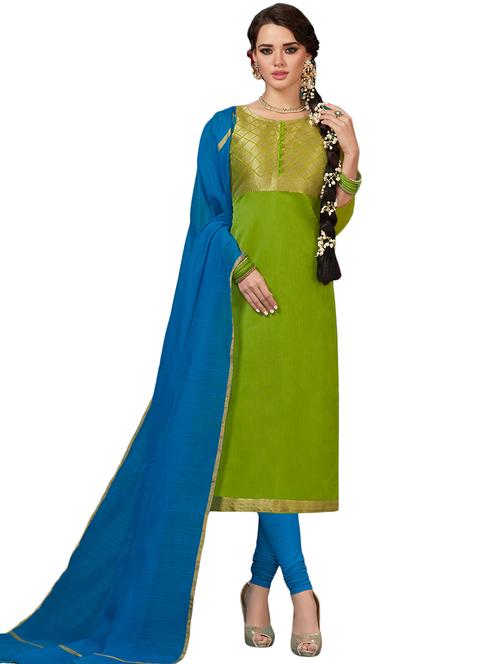 green silk blend unstitched suit - 17393549 - Very Small Image - 1