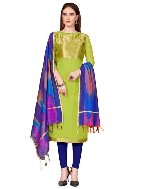 green silk blend unstitched suit - 17393557 - Very Small Image - 1