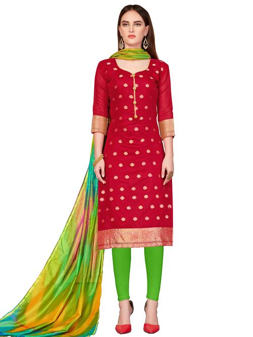 red silk blend unstitched suit - 17393560 - Very Small Image - 1