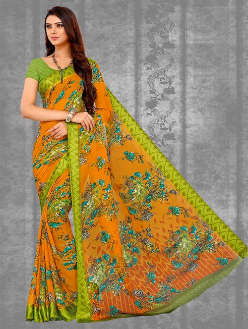 floral printed saree with blouse - 17394362 - Very Small Image - 1
