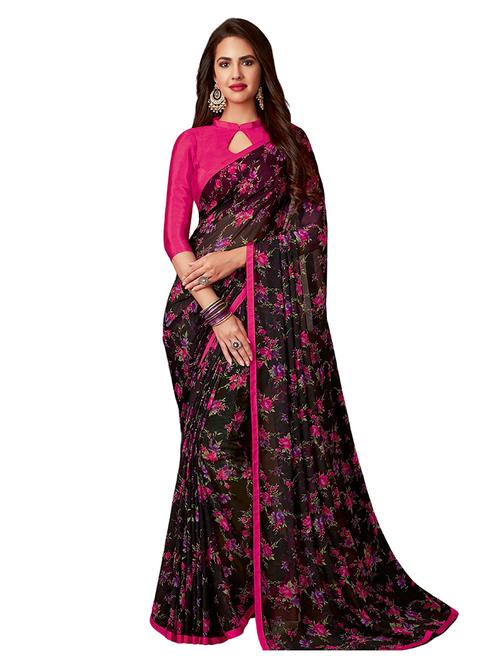 floral printed saree with blouse - 17394388 - Very Small Image - 1
