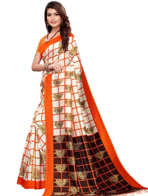 checkered printed saree - 17394531 - Very Small Image - 1