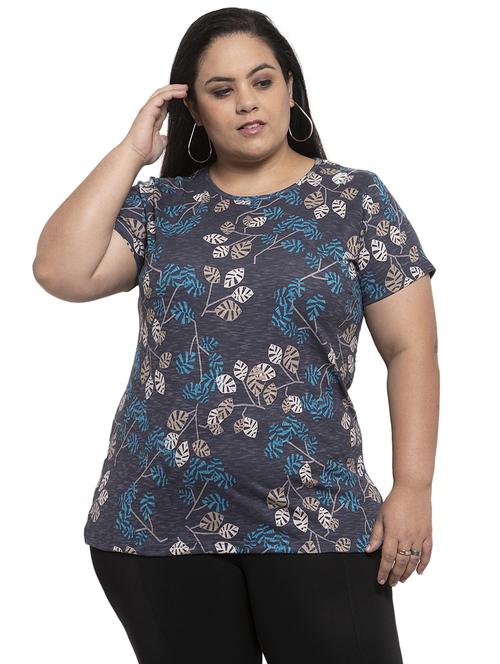 round neck block print tee - 17395306 - Very Small Image - 1
