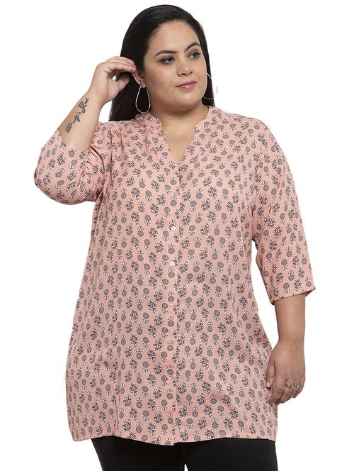 mandarin neck floral tunic - 17395715 - Very Small Image - 1