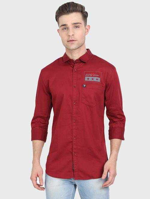 maroon printed casual shirt - 17395796 - Very Small Image - 1