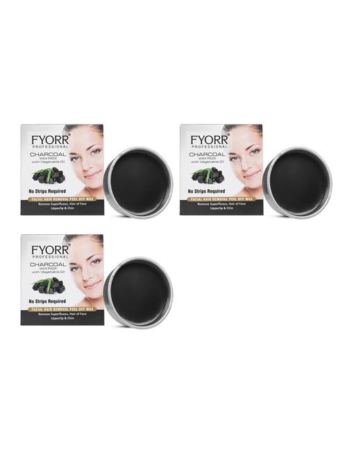 fyorr facial katori peel-off wax combo of 3 charcoal - 80gm each - 17395833 - Very Small Image - 1
