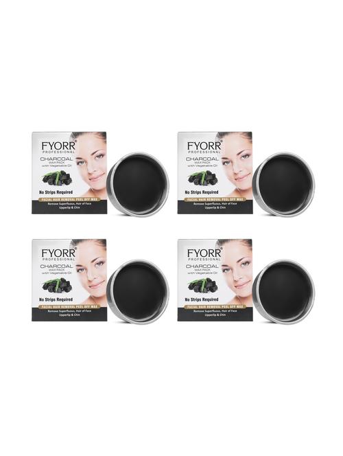 fyorr facial katori peel-off wax combo of 4 charcoal - 80gm each - 17395839 - Very Small Image - 1