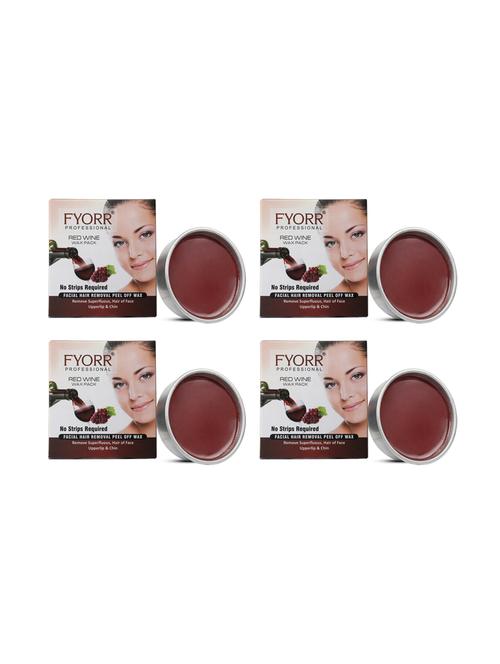 fyorr facial katori peel-off wax combo of 4 red wine - 80gm each - 17395841 - Very Small Image - 1