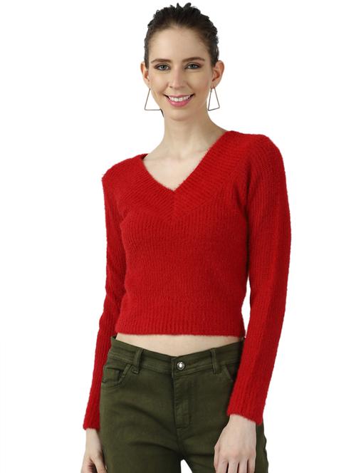 v-neck cropped pullover - 17396034 - Very Small Image - 1