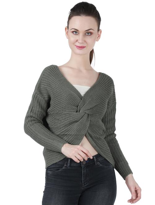 v-neck solid pullover - 17396062 - Very Small Image - 1