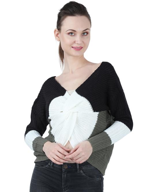 v-neck solid pullover - 17396065 - Very Small Image - 1