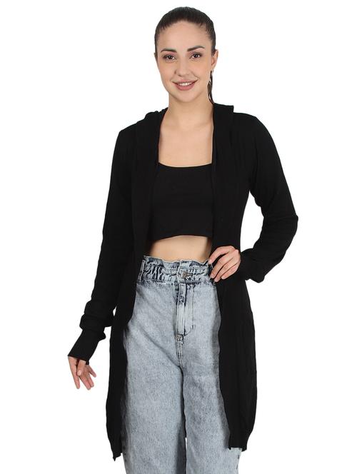 hooded neck solid shrug - 17396533 - Very Small Image - 1