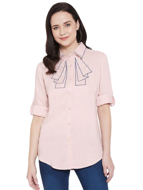 embroidered detail curved hem shirt - 17396554 - Very Small Image - 1