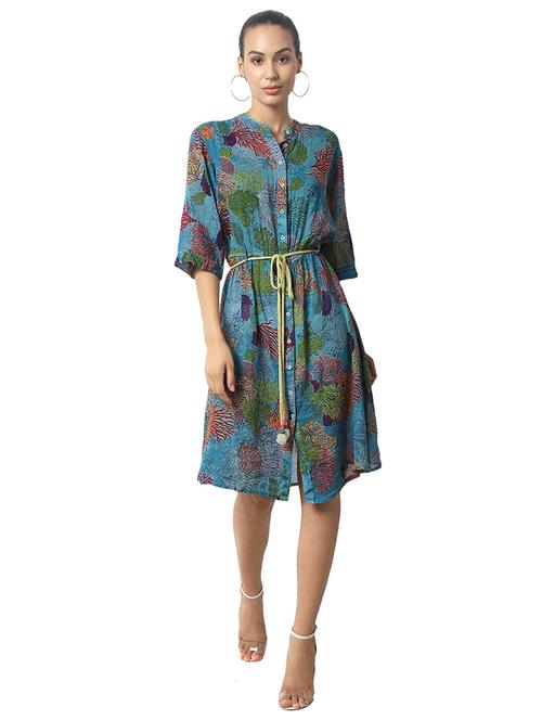 tie front printed shirt dress - 17396672 - Very Small Image - 1