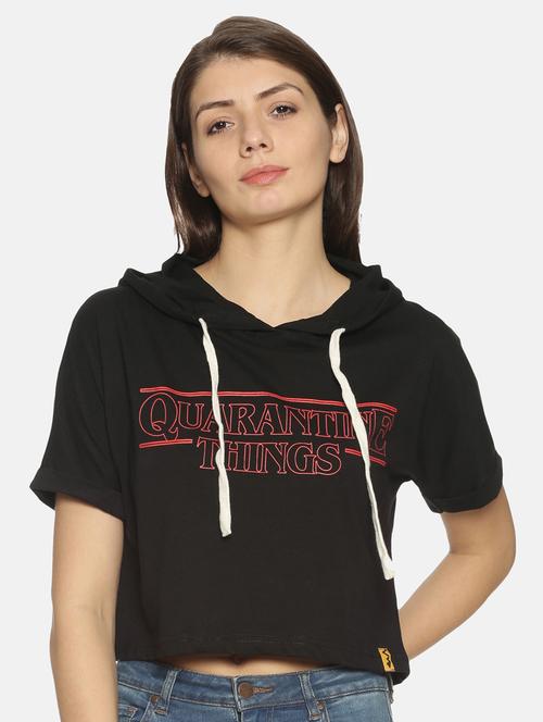 women's chest print hooded t-shirt - 17396877 - Very Small Image - 1