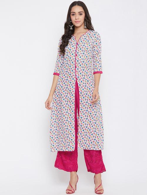 ditsy floral high slit kurta - 17396944 - Very Small Image - 1