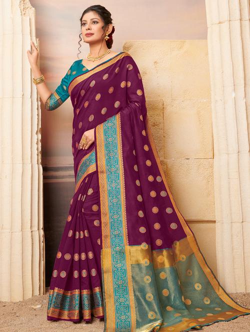 zari work kanjivaram saree with blouse - 17397771 - Very Small Image - 1
