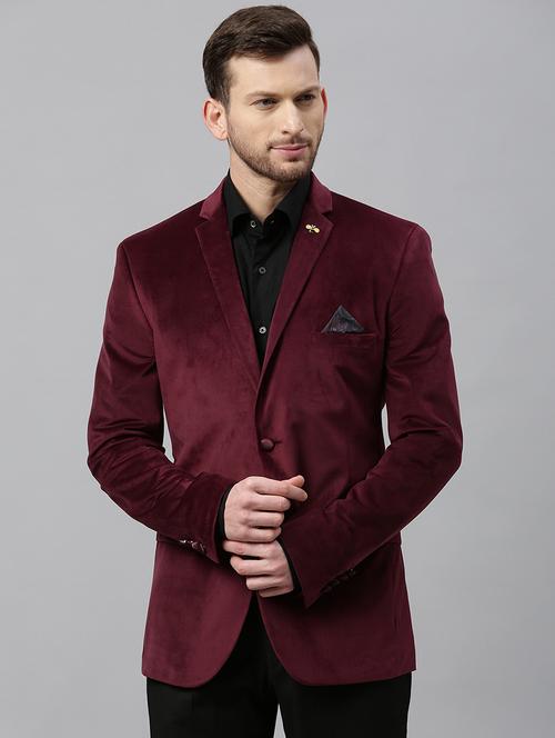maroon solid single breasted casual blazer - 17397935 - Very Small Image - 1