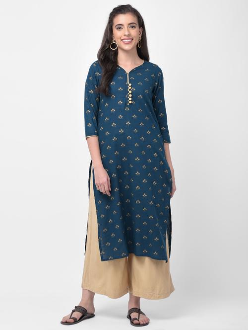women's straight kurta - 17398503 - Very Small Image - 1