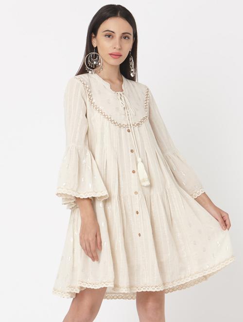 flute sleeves a-line dress - 17398848 - Very Small Image - 1