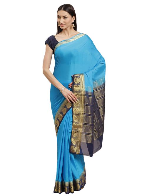 zari work woven saree with blouse - 17399644 - Very Small Image - 1