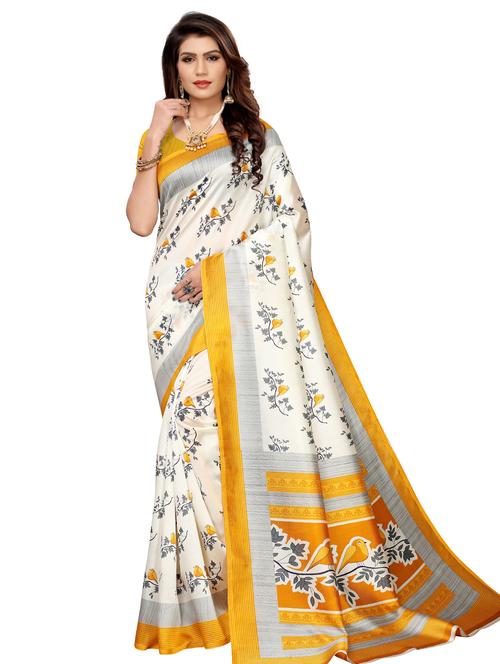 floral printed saree with blouse - 17399812 - Very Small Image - 1