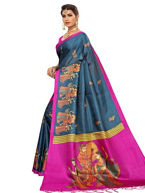 conversational printed saree with blouse - 17400510 - Very Small Image - 1
