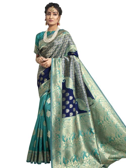 ethnic motif paithani saree with blouse - 17400979 - Very Small Image - 1