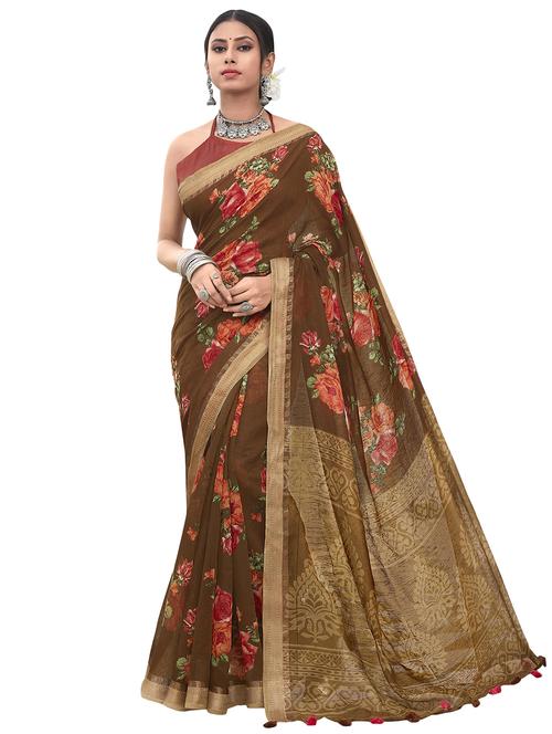 floral printed saree - 17401092 - Very Small Image - 1