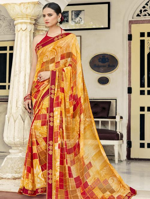 geometric printed saree - 17401105 - Very Small Image - 1