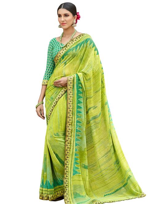 abstract printed saree with blouse - 17401108 - Very Small Image - 1
