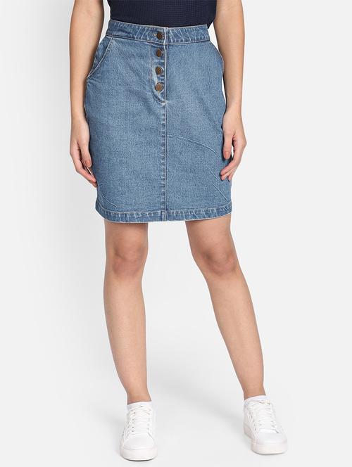 high rise denim skirt - 17401417 - Very Small Image - 1