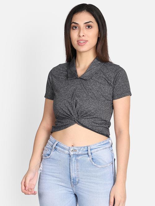 melange print crop top - 17401423 - Very Small Image - 1