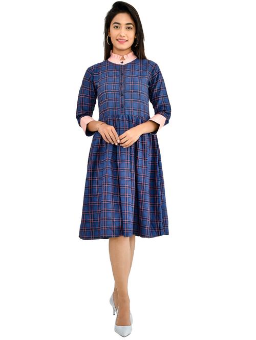 mock neck checkered dress - 17401801 - Very Small Image - 1